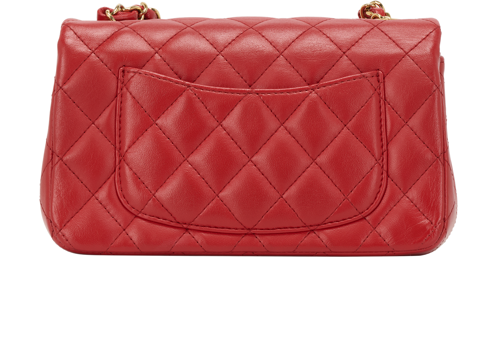 Mini Rectangular Single Flap, &pound;2,900, Handbags, Red, Lambskin Leather, Back view